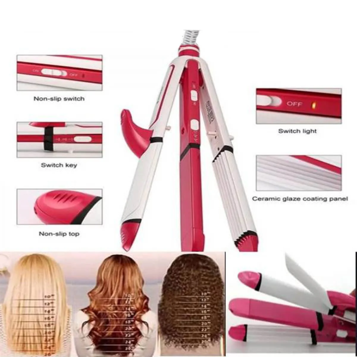 3 in 1 hair straightener – straighten, curl & wave 3 in 1 hair straightener – straighten, curl & wave